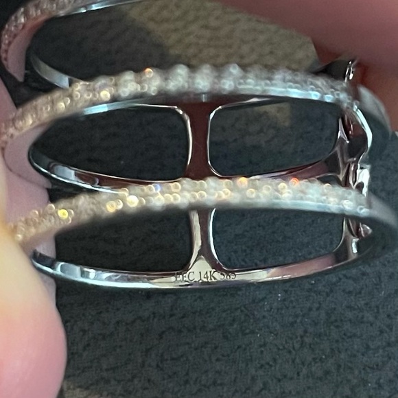 EF COLLECTION 14k White Gold Diamond Triple Spiral Statement Ring Size 7 - Picture 4 of 4